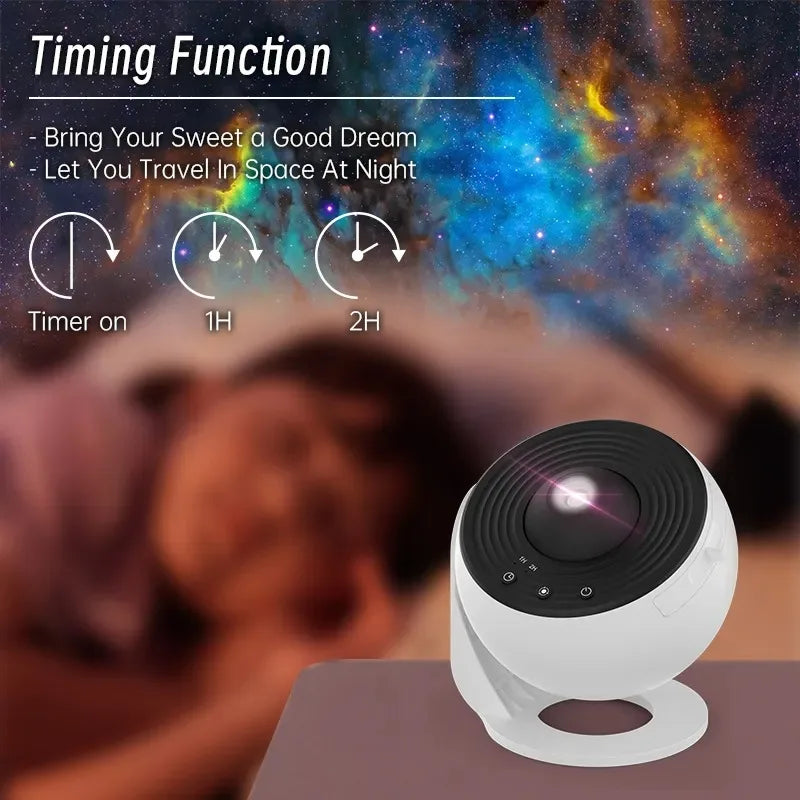 Galaxy Star Projector – 360° Rotating Night Light