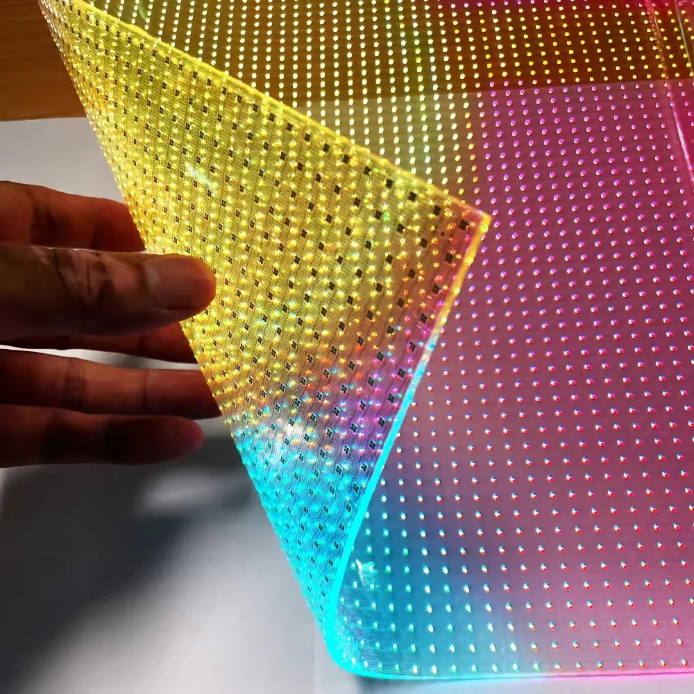 Transparent LED Mesh Screen – Curved Glass Wall Display